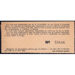1943 - Loterie Nationale - 12e tranche A - 1/10ème - R. Flacher - Etat : TTB+
