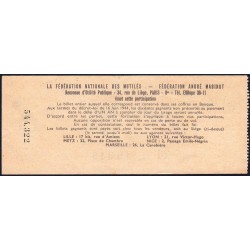 1957 - Loterie Nationale - 20e tranche Gr. I - 1/10ème - Fédération des Mutilés - Etat : TTB