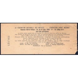 1957 - Loterie Nationale - 20e tranche Gr. VI - 1/10ème - Fédération des Mutilés - Etat : TTB-