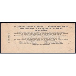 1957 - Loterie Nationale - 26e tranche Gr. I - 1/10ème - Fédération des Mutilés - Etat : TB