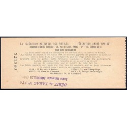 1957 - Loterie Nationale - 33e tranche Gr. I - 1/10ème - Fédération des Mutilés - Etat : TTB+