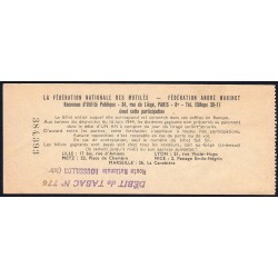 1957 - Loterie Nationale - 33e tranche Gr. I - 1/10ème - Fédération des Mutilés - Etat : TTB