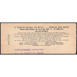 1957 - Loterie Nationale - 33e tranche Gr. IV - 1/10ème - Fédération des Mutilés - Etat : TTB+