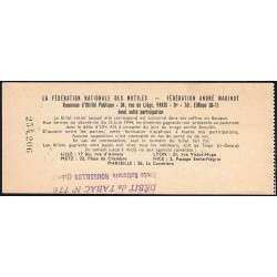 1957 - Loterie Nationale - 33e tranche Gr. VI - 1/10ème - Fédération des Mutilés - Etat : TTB+