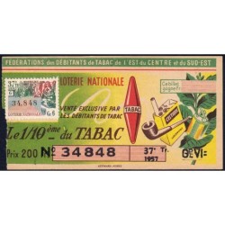 1957 - Loterie Nationale - 37e tranche Gr. VI - 1/10ème - Débitants Tabac - Etat : TB-