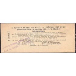 1957 - Loterie Nationale - 38e tranche Gr. I - 1/10ème - Fédération des Mutilés - Etat : TTB+