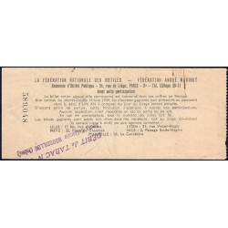 1957 - Loterie Nationale - 38e tranche Gr. VI - 1/10ème - Fédération des Mutilés - Etat : TTB