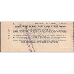 1957 - Loterie Nationale - 39e tranche Gr. I - 1/10ème - Fils des Tués - Etat : TTB
