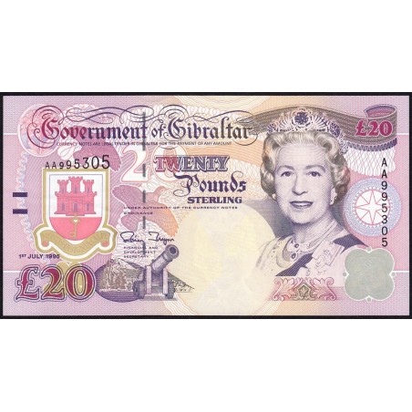 Gibraltar - Pick 27a - 20 pounds - Série AA - 01/07/1995 - Etat : SPL+
