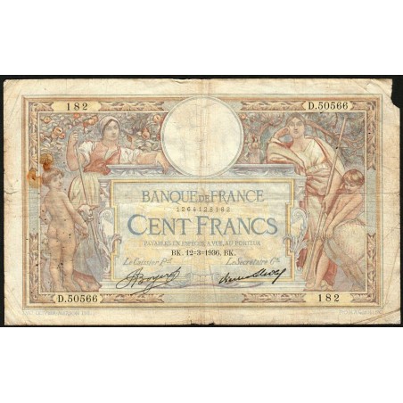 F 24-15 - 12/03/1936 - 100 francs - Merson grands cartouches - Série D.50566 - Etat : B