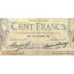 F 24-15 - 12/03/1936 - 100 francs - Merson grands cartouches - Série D.50566 - Etat : B