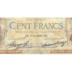 F 24-15 - 17/09/1936 - 100 francs - Merson grands cartouches - Série D.52059 - Etat : B-