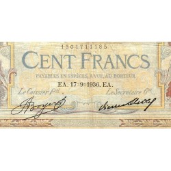 F 24-15 - 17/09/1936 - 100 francs - Merson grands cartouches - Série M.52069 - Etat : TB-