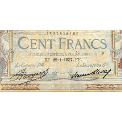 F 24-16 - 28/01/1937 - 100 francs - Merson grands cartouches - Série E.53106 - Etat : TB-