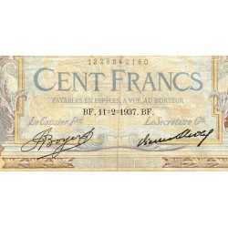 F 24-16 - 11/02/1937 - 100 francs - Merson grands cartouches - Série S.53154 - Etat : TB-