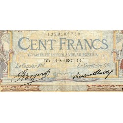 F 24-16 - 11/02/1937 - 100 francs - Merson grands cartouches - Série G.53165 - Etat : B