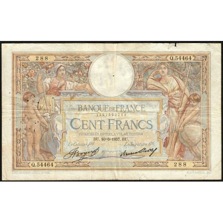 F 24-16 - 10/06/1937 - 100 francs - Merson grands cartouches - Série Q.54464 - Etat : TB