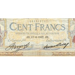 F 24-16 - 17/06/1937 - 100 francs - Merson grands cartouches - Série E.54758 - Etat : B-