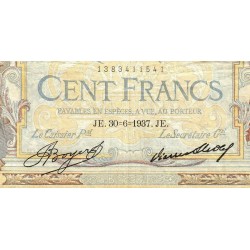 F 24-16 - 30/06/1937 - 100 francs - Merson grands cartouches - Série M.55337 - Etat : TB+