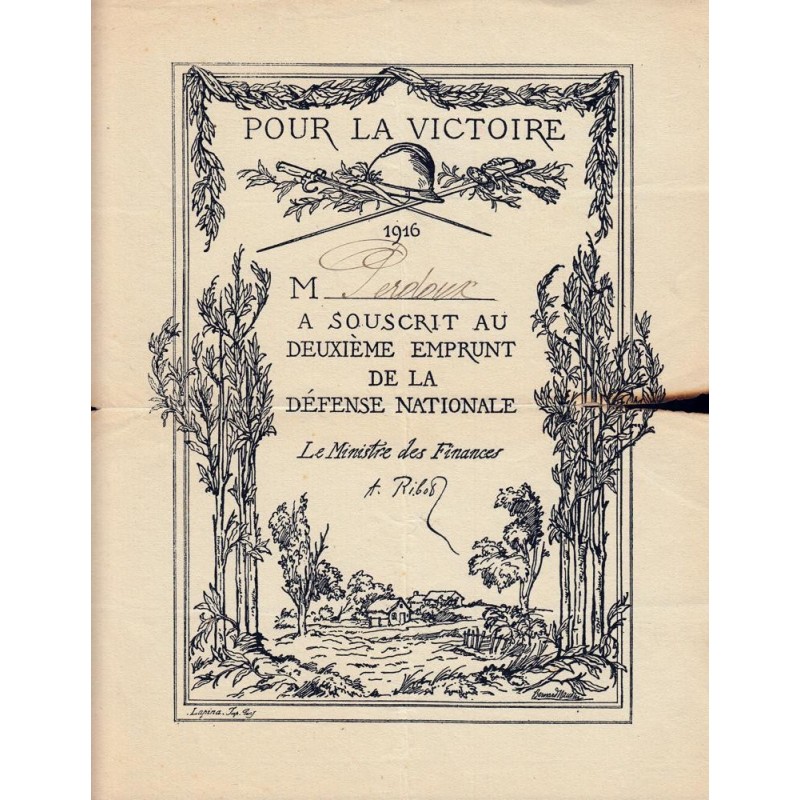Emprunt de la Défense Nationale - 1916 - Pour la Victoire - Type 2 - Etat : TB