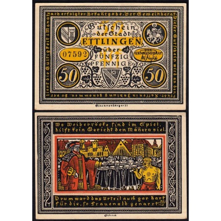 Allemagne - Notgeld - Ettlingen - 50 pfennig - Type 2 - 01/06/1921 - Etat : SPL