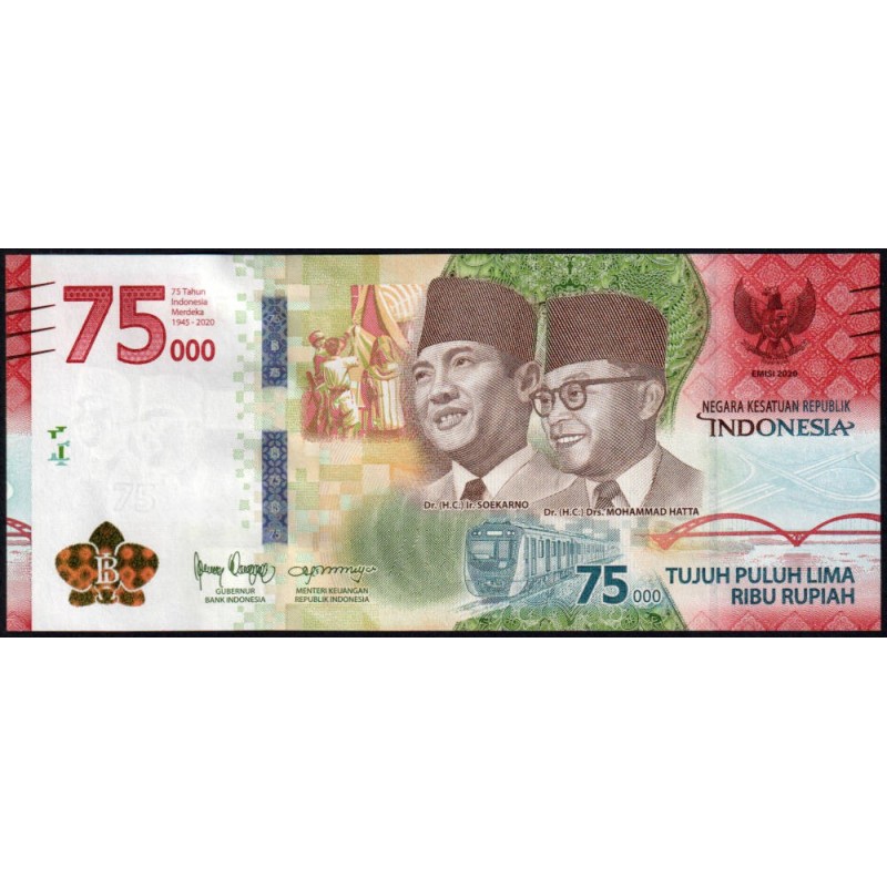 Indonésie - Pick 161 - 75'000 rupiah - Série BAQ - 2020/2020 - Commémoratif - Etat : NEUF