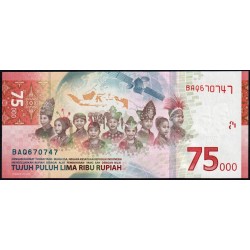 Indonésie - Pick 161 - 75'000 rupiah - Série BAQ - 2020/2020 - Commémoratif - Etat : NEUF