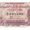 Malaisie Britannique - Pick 10a_1 - 50 cents - Série A/11 - 01/07/1941 - Etat : SPL+
