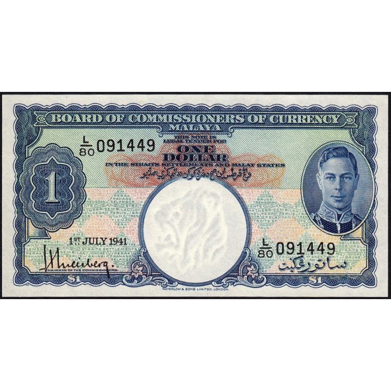 Malaisie Britannique - Pick 11 - 1 dollar - Série L/80 - 01/07/1941 - Etat : SPL+
