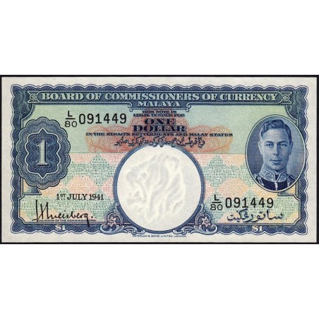 Malaisie Britannique - Pick 11 - 1 dollar - Série L/80 - 01/07/1941 - Etat : SPL+