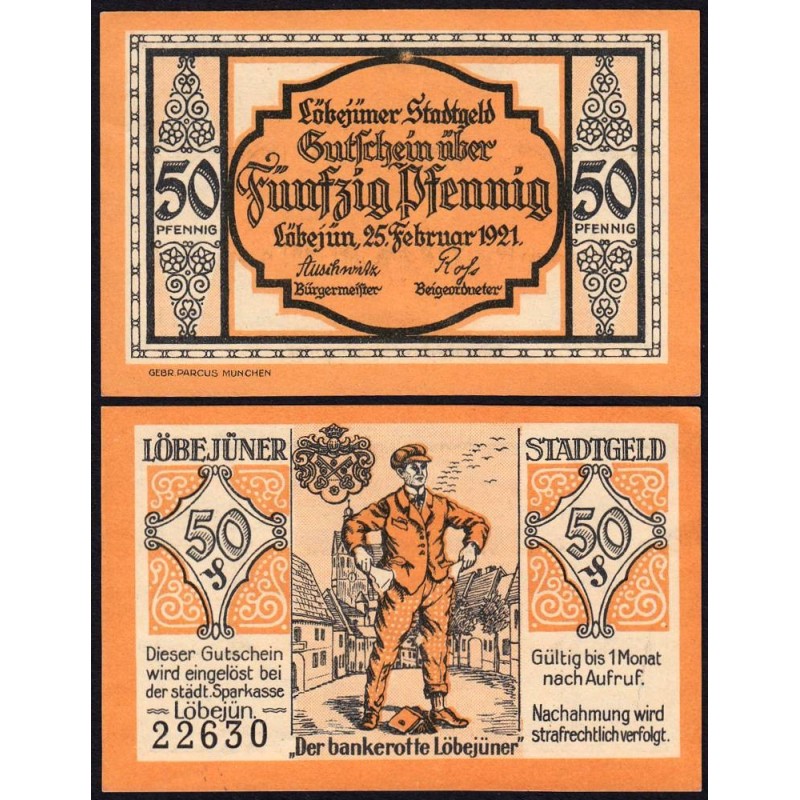 Allemagne - Notgeld - Löbejun - 50 pfennig - 25/02/1921 - Etat : NEUF