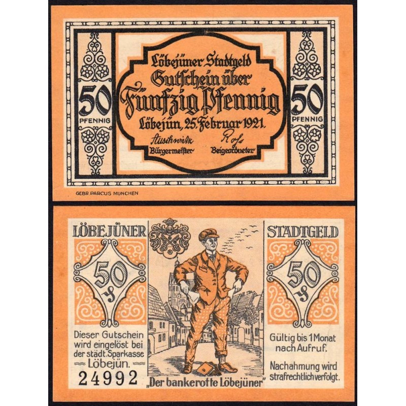 Allemagne - Notgeld - Löbejun - 50 pfennig - 25/02/1921 - Etat : NEUF