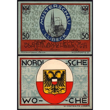 Allemagne - Notgeld - Lübeck - 50 pfennig - Série A - 01/09/1921 - Etat : SPL