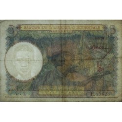AOF - Pick 26 - 5 Francs - Série E.13623 - 02/03/1943 - Etat : TB+