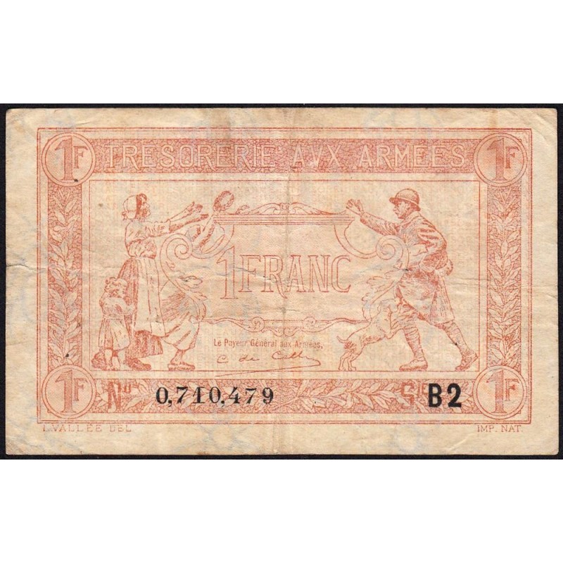 VF 04-15 - 1 franc - Trésorerie aux armées - 1919 - Série B2 - Etat : TB+