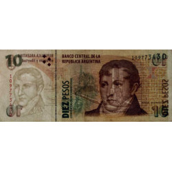 Argentine - Pick 348 _2- 10 pesos - Série D - 2000 - Etat : TTB