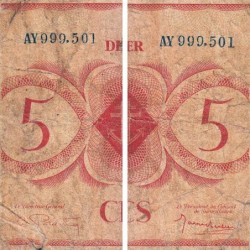 AEF - France Outre-Mer - Pick 15b_9 - 5 francs - Rarissime série AY - 02/02/1944 - Etat : B