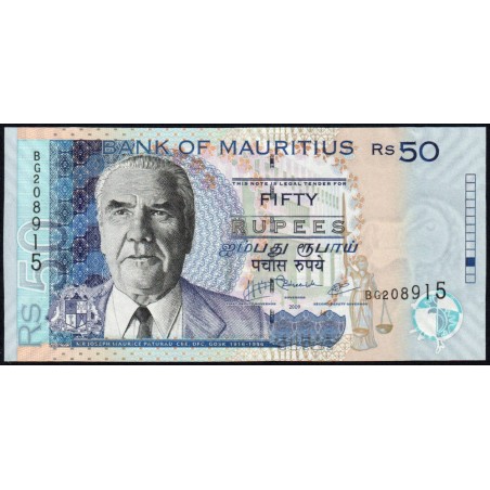 Maurice (île) - Pick 50e - 50 rupees - Série BG - 2009 - Etat : NEUF