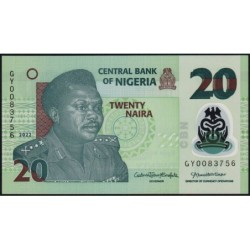 Nigéria - Pick 34r - 20 naira - Série GY - 2022 - Polymère - Etat : NEUF