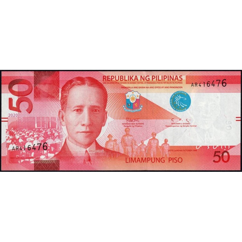 Philippines - Pick 224a_2 - 50 piso - Série AR - 2020 - Etat : NEUF
