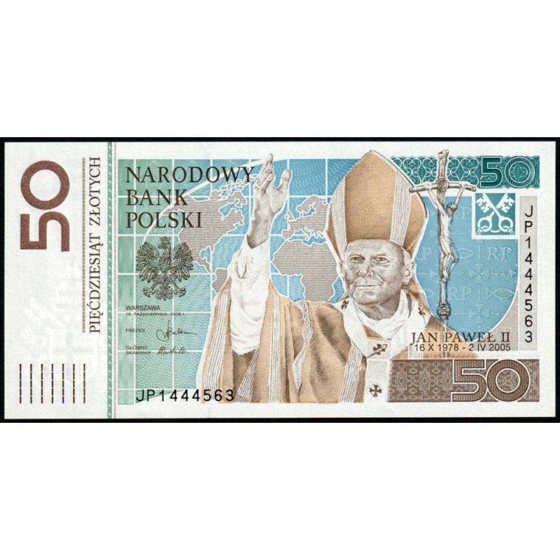 Pologne - Pick 178 - 50 zlotych - Série JP -16/10/ 2006 - Commémoratif - Etat : NEUF