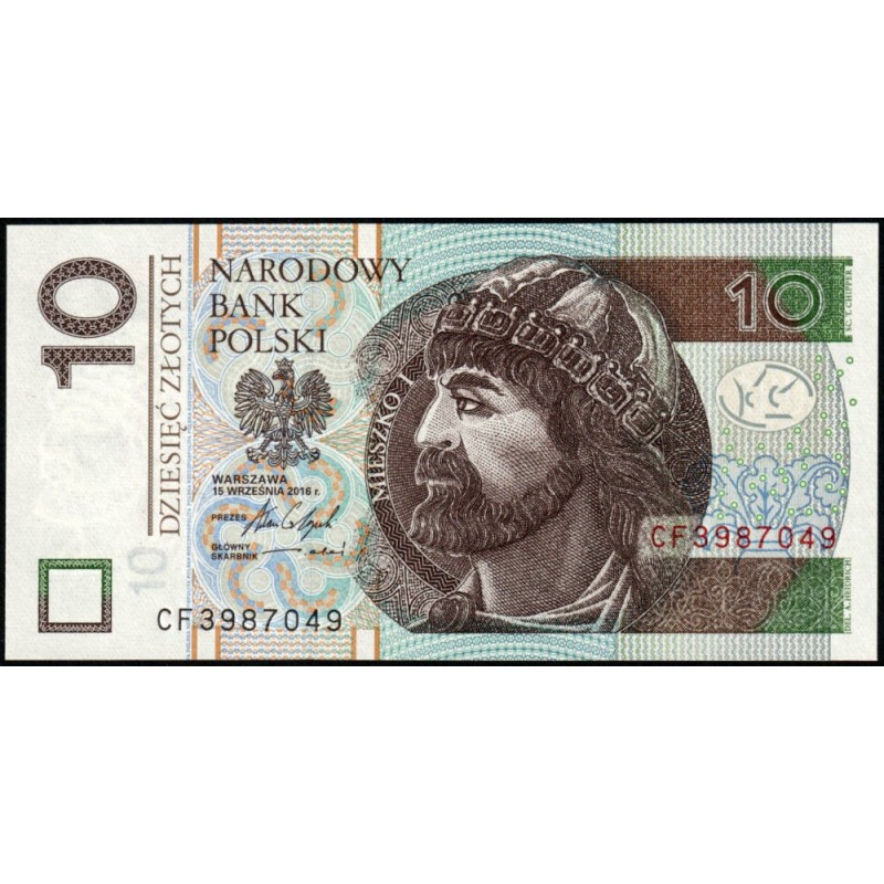 Pologne - Pick 183b - 10 zlotych - Série CF - 15/09/2016 - Etat : NEUF