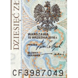 Pologne - Pick 183b - 10 zlotych - Série CF - 15/09/2016 - Etat : NEUF