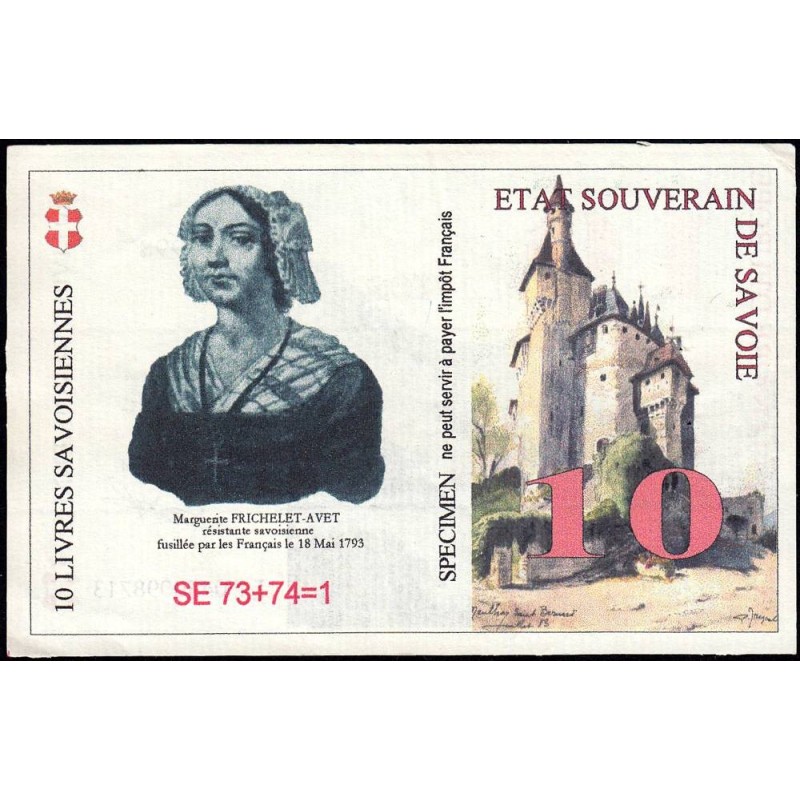Billet savoisien - 10 Livres savoisiennes - 1998 - 1ère émission - Etat : TTB+