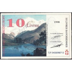 Billet savoisien - 10 Livres savoisiennes - 1998 - 1ère émission - Etat : TTB+