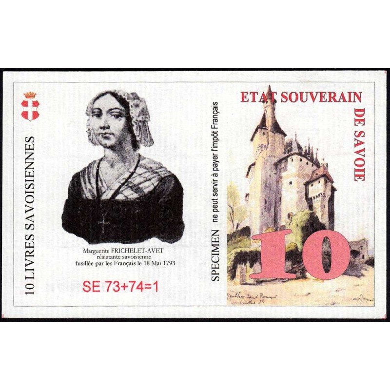 Billet savoisien - 10 Livres savoisiennes - 1998 - 1ère émission - Etat : NEUF