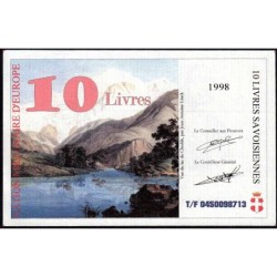 Billet savoisien - 10 Livres savoisiennes - 1998 - 1ère émission - Etat : NEUF