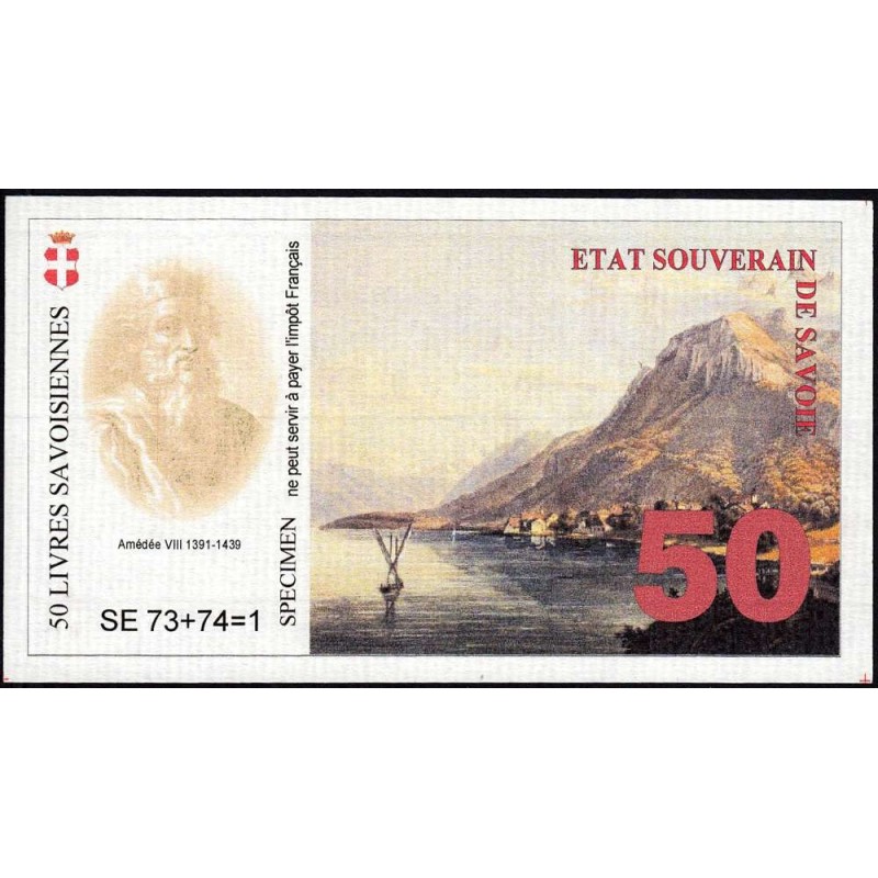 Billet savoisien - 50 Livres savoisiennes - 1998 - 1ère émission - Type a - Etat : NEUF