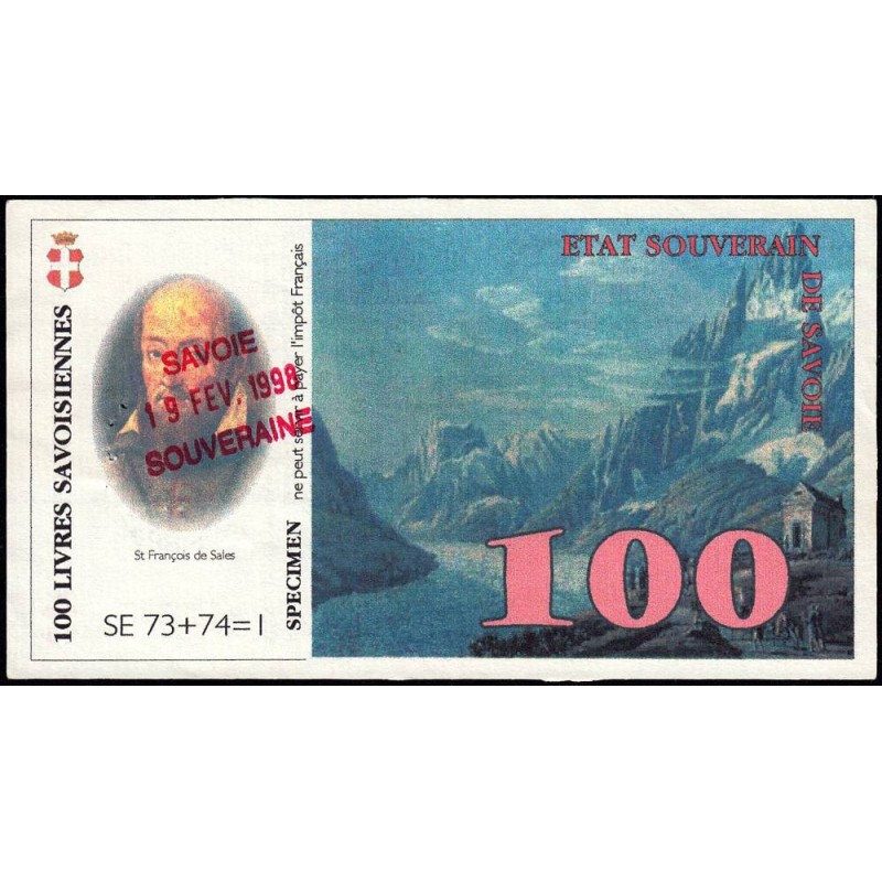 Billet savoisien - 100 Livres savoisiennes - 1998 - 2ème émission - Etat : TTB+