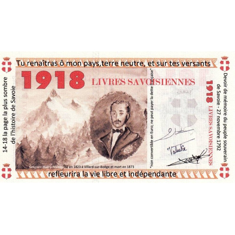 Billet savoisien - 1914 / 1918 Livres savoisiennes - 2014 - Etat : NEUF